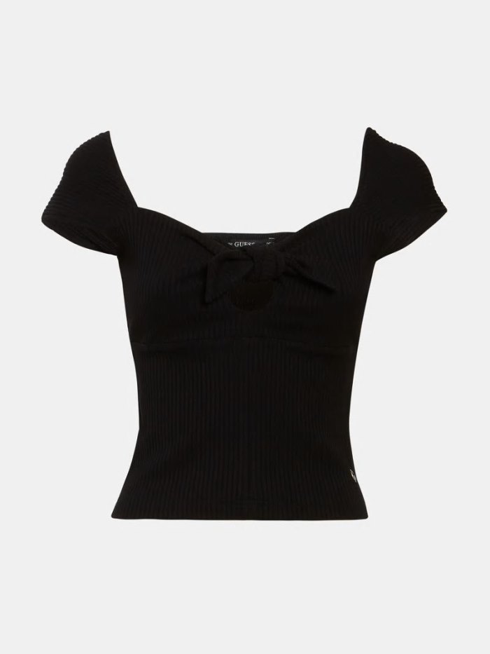 Tops Guess Front Knot Mujer Negros | SE-326719