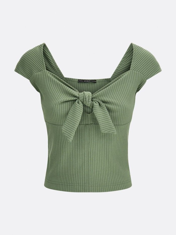 Tops Guess Front Knot Mujer Verdes | SE-751449