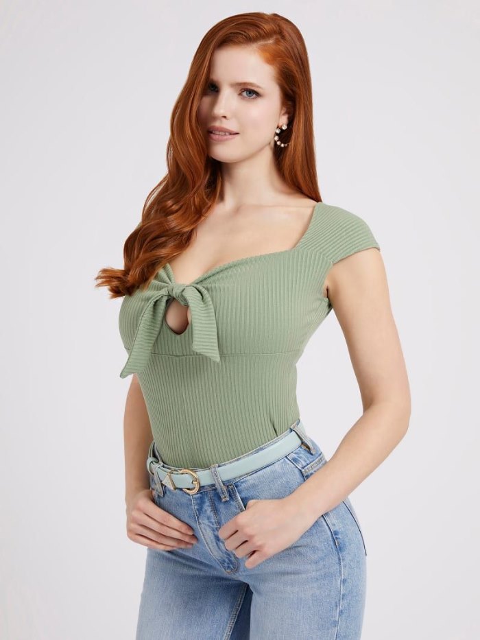 Tops Guess Front Knot Mujer Verdes | SE-751449