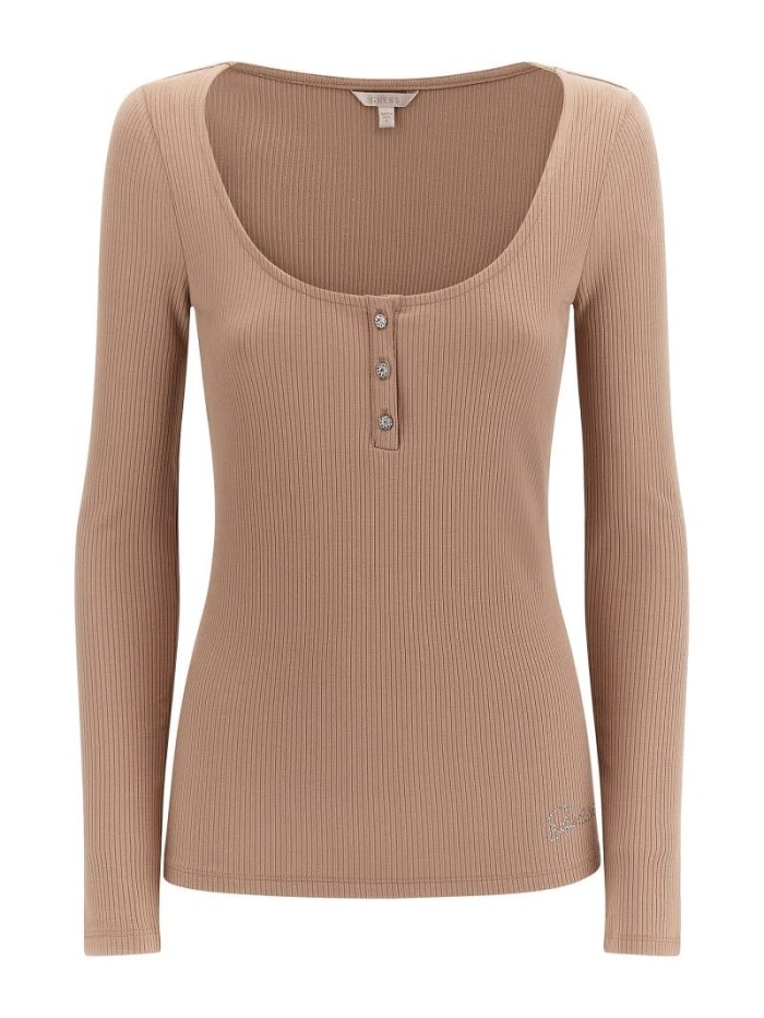 Tops Guess Jewel Buttons Mujer Beige | SE-222157