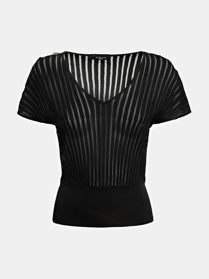 Tops Guess Marciano V-neck Sweater Mujer Negros | SE-951663