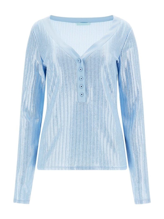 Tops Guess Metallic Rib Knit Mujer Azules | SE-428903