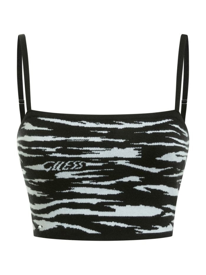 Tops Guess Zebra Jacquard Sweater Mujer Negros | SE-672918