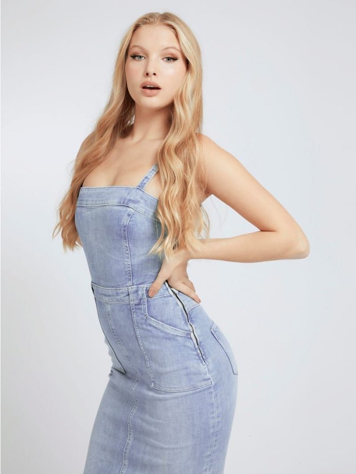 Vestido De Denim Guess Bodycon Mujer Azules | SE-120464