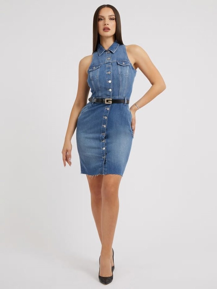 Vestido De Denim Guess Midi Mujer Azules | SE-713010