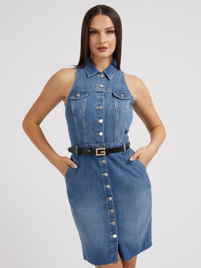 Vestido De Denim Guess Midi Mujer Azules | SE-713010