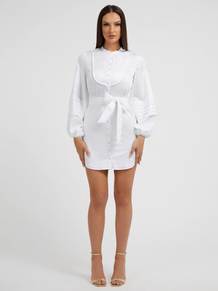 Vestido Guess Belted Chemisier Mujer Blancos | SE-200810