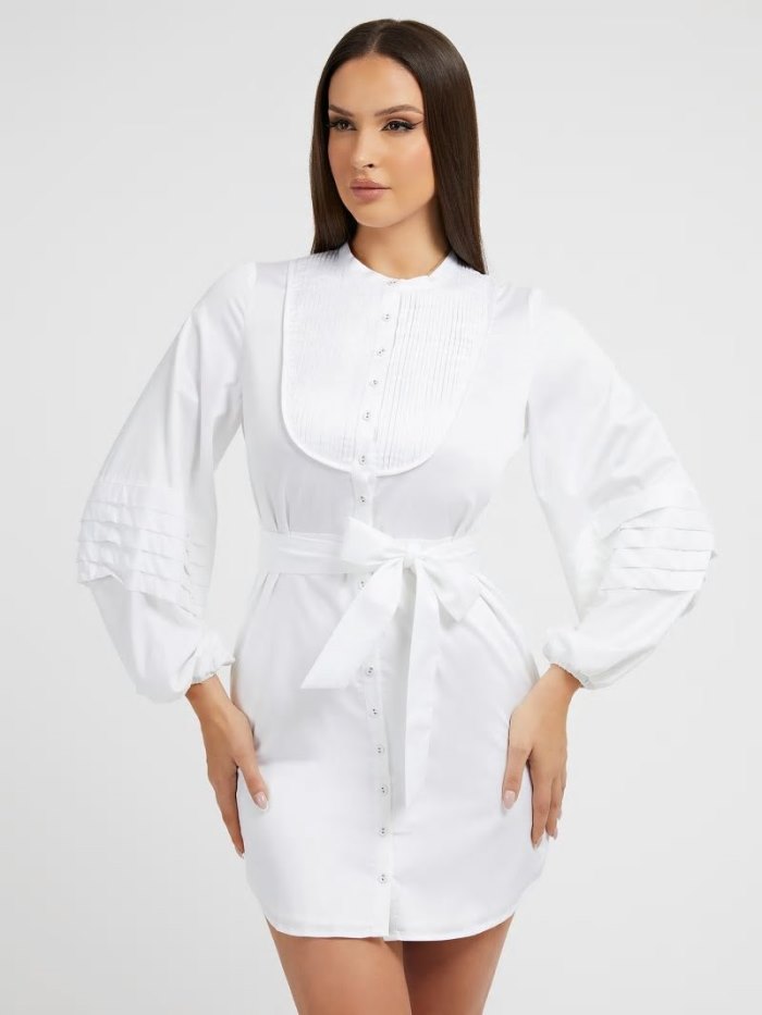 Vestido Guess Belted Chemisier Mujer Blancos | SE-200810