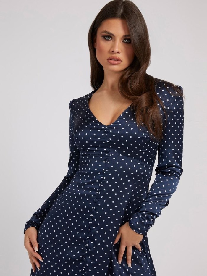 Vestido Guess Dots Print Mujer Azules | SE-108934