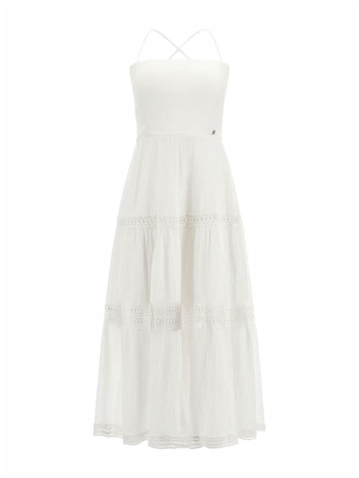 Vestido Guess Lace Up Long Mujer Blancos | SE-955074