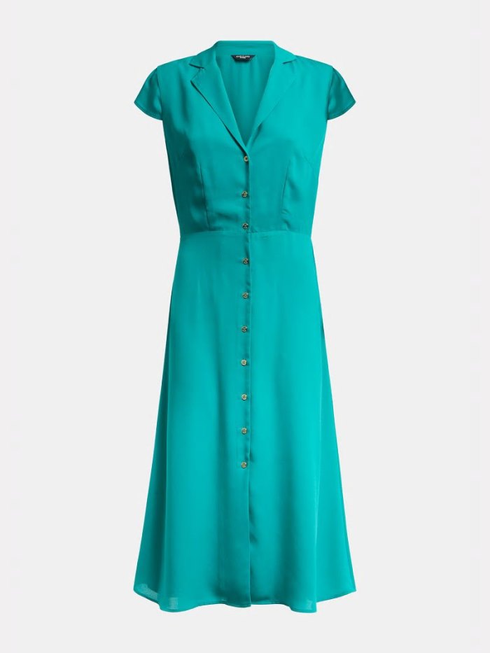 Vestido Guess Marciano Crepe Midi Mujer Verdes | SE-207421