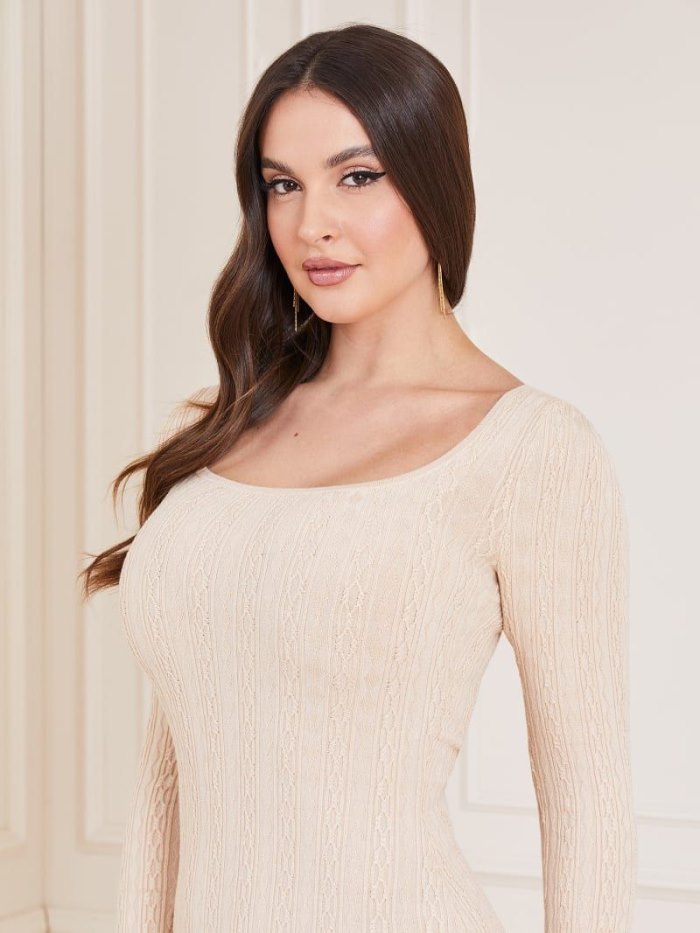 Vestido Guess Marciano Fancy Stitch Sweater Mujer Beige | SE-817759