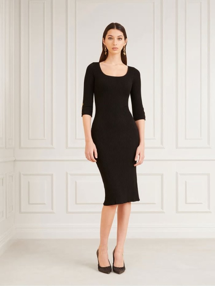 Vestido Guess Marciano Knit Long Mujer Negros | SE-082866