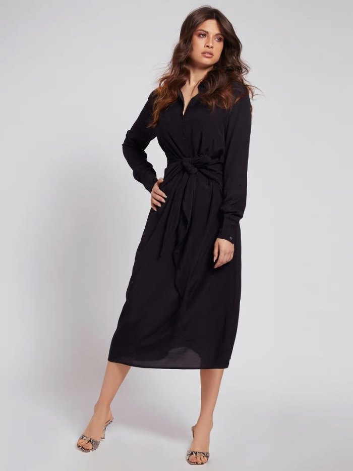 Vestido Guess Viscose Chemisier Mujer Negros | SE-146147